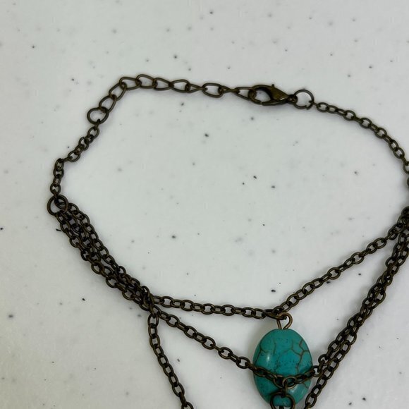 Beaded Bracelet Chain Blue Faux Turquoise Southwestern Slave‎ Bracelet Style - Picture 3 of 5